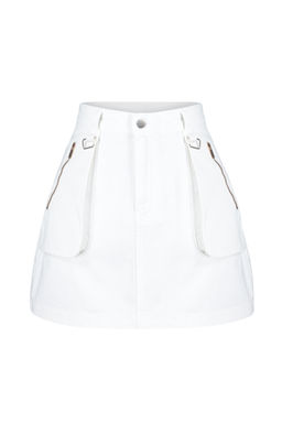 Beyaz Fermuar Detayl? Kargo Cepli Yuksek Bel Mini Denim Etek TWOSS24ET00080 - Trendyolmilla фото 7