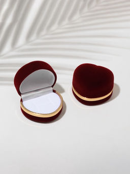 Футляр под кольцо, серьги Сердце, бархатный, 4?5 см, бордовый с золотом