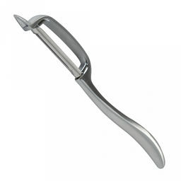 Овощечистка TalleR 17х2,2х1,9см, цинковый сплав, никелированная матовая поверхность, продольное лезвие из стали 4см, плавающее, двухстороннее, на картоне (Китай) - Домашняя мода фото 2