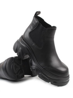 01-H23B-40A BLACK Ботинки демисезонные женские (натуральная кожа, байка)