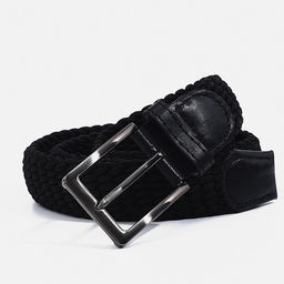 Ремень, ширина 3.5 см, резинка, пряжка металл, цвет чёрный