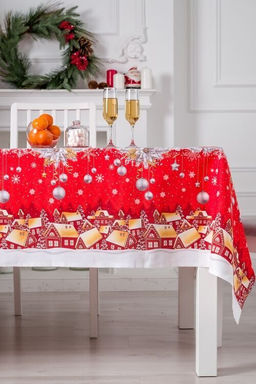 Скатерть Новогодняя ночь-красн. 150*150см. рогожка хлопок 100% - Лен поволжья фото 4