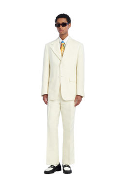 PANTAL?N RELAXED FIT TRAJE LINO - LANA ESPIGA / Crudo