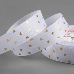 Лента репсовая с тиснением «Сердечки», 25 мм, 23±1 м, белая №001