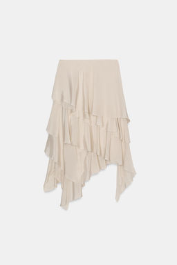 FALDA FLUIDA VOLANTES ZW COLLECTION / Beige / Verde - Zara фото 4