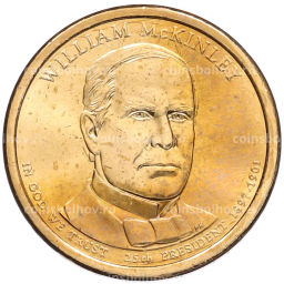 Монета 1 доллар 2013 года (D) США 25-й президент США Уильям Мак-Кинли