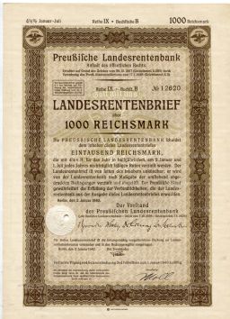 Облигация 4,5% 1000 рейхсмарок 1940 года Германия