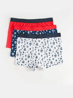Bask?l? Pamuklu Erkek ?ocuk Boxer 3l?