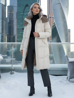 Пальто зимнее Visdeer 7709B женское утепленное 240 г/м² бежевое  фото 19