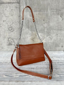 Женская кожаная сумка через плечо 8722-9 Кэмл