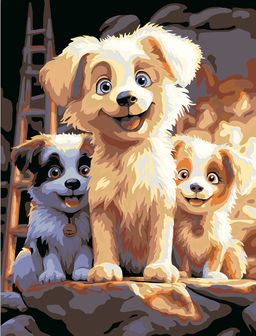 ФРЕЯ PNB/PM-325 Набор для раскрашивания по номерам 40 х 30 см Радостные щенки