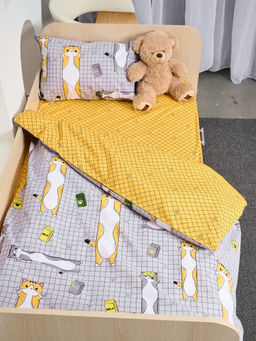 Постельное белье детское поплин с простыней на резинке - Кот-батон 145*112; 80*160*20; 40*60