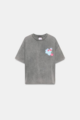 CAMISETA EFECTO LAVADO ?NGELA BACHER / Gris antracita