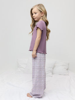 К 1636/спелый виноград,шотландская клетка пижама для дев