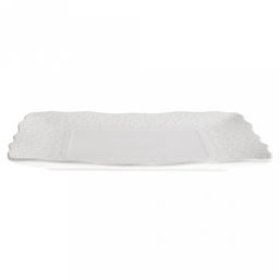 "Русь" Тарелка мелкая фарфоровая 270х270мм h20мм, квадратная, белый, рельефный декор, волнистый край (Китай)