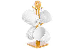 Набор 4 кружек Elan Gallery Цветочки 350 мл на деревянной подставке с ручкой  фото 8