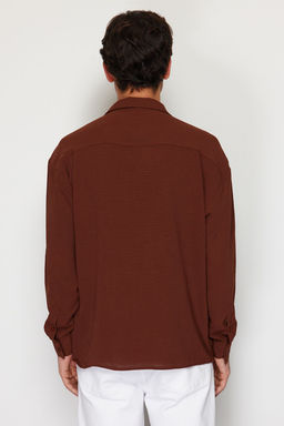 TRENDYOL MAN Beyaz Oversize Fit Apas Yaka Yazl?k Keten Gorunumlu Gomlek TMNSS23GO00053 - Trendyolmilla фото 40