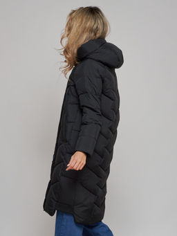 Пальто утепленное молодежное зимнее женское черного цвета 52355Ch - Holdluck фото 4