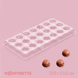 Форма для конфет и шоколада KONFINETTA Бриллиант, 27.5?13.5 см, 21 ячейка d=2.5 см, прозрачная