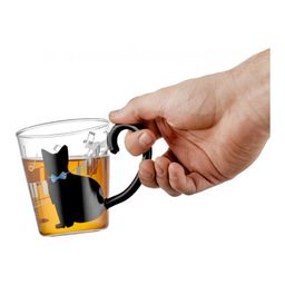 Кружка стеклянная с рисунком Черный кот Walmer Cat, 0.35 л, цвет прозрачный  фото 4
