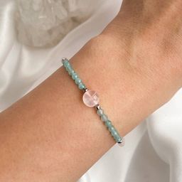 Браслет из Розового кварца и Амазонита огранка - Радуга самоцветов фото 2