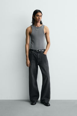 JEANS FLARE FIT CREMALLERAS / Carb?n