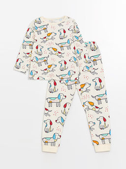 Bisiklet Yaka Bask?l? Erkek Bebek Pijama Tak?m