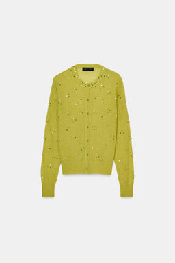 CHAQUETA PUNTO LENTEJUELAS / Verde manzana