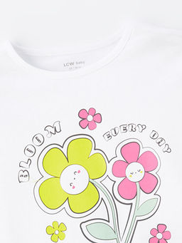 Bisiklet Yaka K?sa Kollu Bask?l? K?z Bebek Ti??rt - Waikiki фото 3