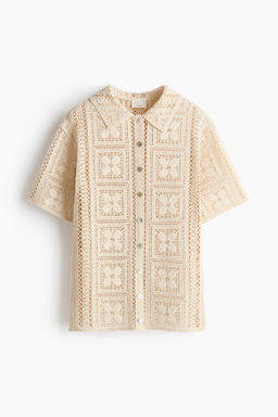 Camisa efecto crochet en mezcla de seda