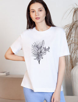 Футболка с принтом свободная из премиального 100% хлопка