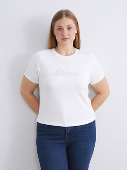 Bisiklet Yaka Ta?l? Kad?n Ti??rt