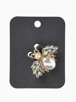 Брошь «Жук» роскошный, жемчуг, кристаллы, цвет белый радужный в золоте