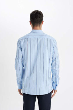Полосатая тканая рубашка с длинным рукавом Modern Fit - Defacto фото 7