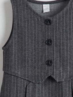 Bisiklet Yaka ?izgili K?z ?ocuk Elbise