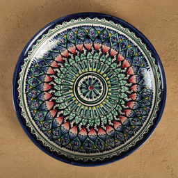 Ляган узбекский Риштанская Керамика «Узор», d=25 см, синий