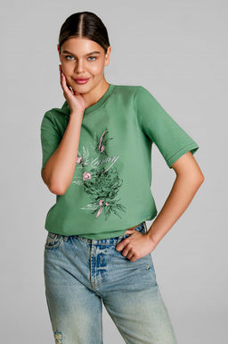 Арт. 31160 Футболка женская 44-52 (5 шт) Цвет:изумруд