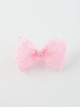 Цена за 6 шт. Бант для волос на резинке «Бантик», хрусталь полосы, 11 см, розовый