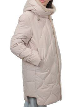 310 BEIGE Пальто зимнее стеганое женское (200 гр. холлофайбер, натуральная норка) - Fashion фото 3