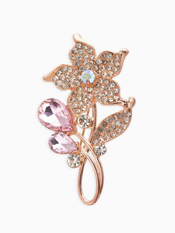 Брошь Цветок нежности, цвет розово-белый в золоте