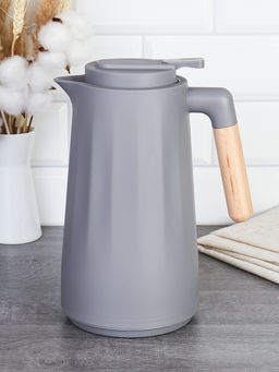 Термос кувшин 1 л с деревянной ручкой Грани / KGR-921 /уп 20/ Серый
