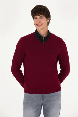 U. S. Polo Assn Мужской бордово-красный базовый свитер - U.s. polo assn фото 10