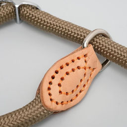 Поводок-удавка 150 х 1 см, полиэстер и натуральная кожа, бежевый - Пижон фото 5