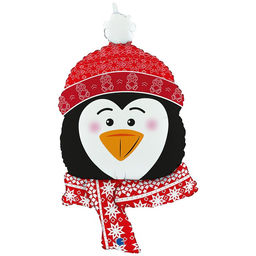 Воздушный шар фольгированный 34'' «Новогодний пингвин», фигура