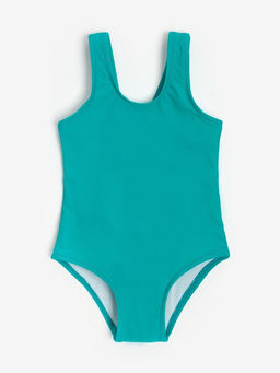 Купальник для девочки слитный MINAKU: Swim Collection, зелёный, рост 110-116 см