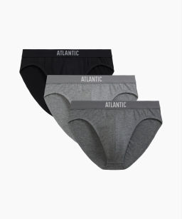 ATLANTIC 3MP-094 Трусы спорт Solid - набор 3 шт. черный + серый меланж + темно-серый меланж фото 2