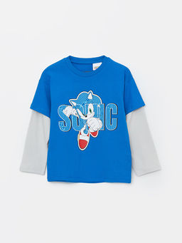 Bisiklet Yaka Sonic Bask?l? Erkek ?ocuk Ti??rt