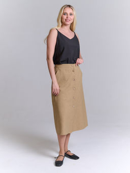 Льняная юбка с резинками по бокам Лен-40% Вискоза-30% ПЭ-30%