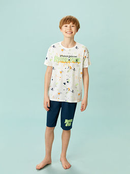 Bisiklet Yaka Erkek ?ocuk ?ortlu Pijama Tak?m?