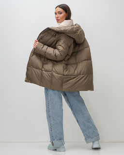 Куртка двубортная женская зимняя с капюшоном коричневого цвета 7736K Бренд: Visdeer  фото 14